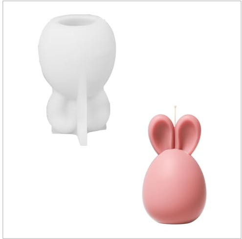 BOOWAN NICOLE Ostern Hasenei Kerzenform Silikonform,3D Kaninchen Ei Silikon Kerzenformen zum Gießen Schokoladen Form fur DIY Deko Kerzenherstellung Handwerk Ornamente