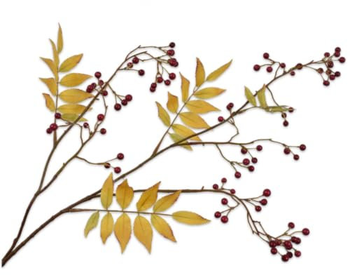 Silk-ka Kunstblume-Seidenblume-Kunstzweig Beerenzweig Rot-Gelb 97 cm
