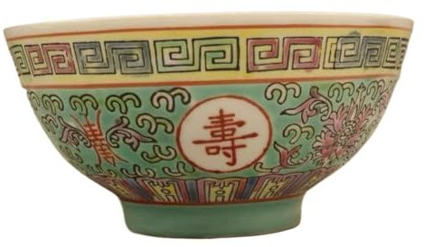 Porzellanschale im antiken chinesischen Palast-Stil, 11,4 cm, Pastellrot, Grün, Life-Kollektion, Dekor