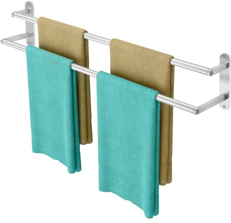 Double Towel Bar 32 Inch, Towel Rack for Bathroom, Wall Mount Bathroom Towel Holder, Stainless Steel Bathroom Towel Rack, Double Towel Hanger Towel Rod(Brushed Nickel)