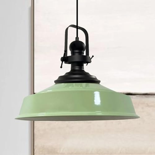 Bamyum Asletl Vintage Metal Pendant Light 40 cm, Lamp Shades Ceiling, Kitchen Lights E27, Industrial Lamp Shades, Metal Pendant Light Fitting for Living Room Mint Green