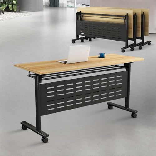 6FT Klappbarer Konferenztisch mit feststellbaren Rädern Mobiler Besprechungstisch für Büro, Heim, Klassenzimmer und platzsparende Designsitze 2 10 Personen, 4er-Pack