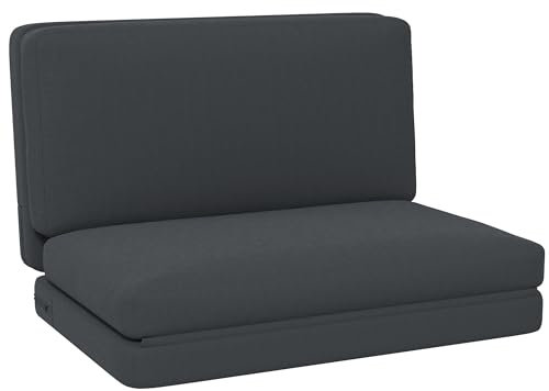 HOMCOM 3 in 1 Schlafsessel klappbar Schlafsofa mit Bettfunktion Samtoptik umwandelbar Gästebett Klappsessel Klappmatratze Bodensessel für Wohnzimmer Schlafzimmer Dunkelgrau