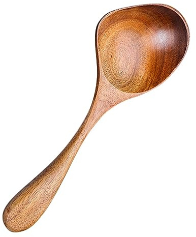 GRIRIW Wooden Soup Serving Spoon Wooden Ladle Japanese Soup Spoon Kitchen Sauce Drizzle