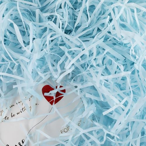 200 g Raffia geschreddertes Papier, Füllung, Geschenk, Hamper Shred Geschenkpapier, Füllung, Partybedarf und Geschenkverpackung (blau)