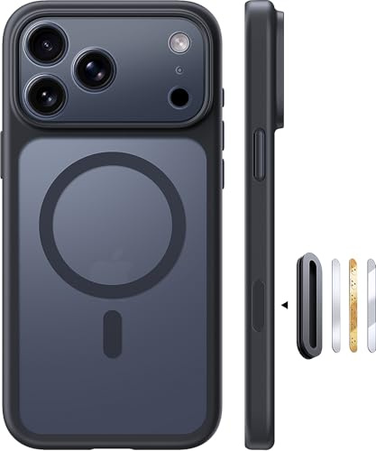 TOCOL for iPhone 17 Pro Max Case, Compatible with MagSafe, Button Black | Full Camera Protection, Built-in Magnets, 15FT Military-Grade Shockproof Thin Slim Translucent Matte Phone Cover