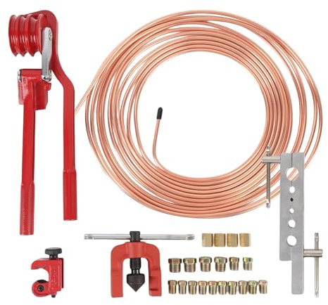 Bremsleitung Bördelgerät Bremsleitung Aufweitwerkzeug 3/16 Zoll + Kupferrohr-Schneidsatz Für Bremsanlagen/Klimaanlagen Mit Biegefunktion Motorrad/Anhänger-Reparatur Stahl-Messing Konstruktion