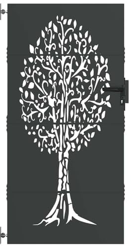 Rantry Gartentor Schwarz 100 x 200 cm Pulverbeschichteter Stahl Zaun Garten Model42015863