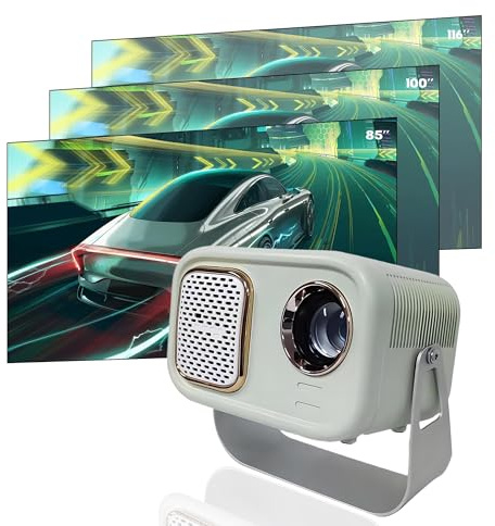 Videoproyector Inteligente con Sistema Android, Soporte 4K Proyector de películas portátil con Enfoque eléctrico y Auto Keystone, Compatible con HD/teléfono/USB, Uso en Exteriores e Interiores