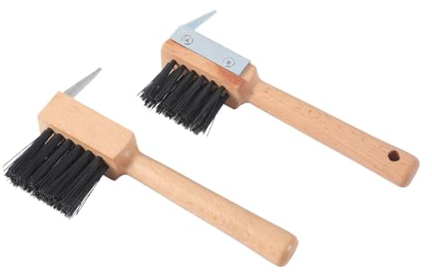 Hufkratzer Bürste | Holzgriff Hufkratzer mit Bürste - 2er Set Reitbedarf Pflegezubehör Zur Entfernung Von Dreck, Schmutz, Matsch Und Festsitzenden Steinen