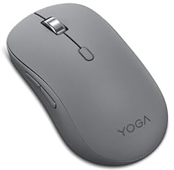 Lenovo Souris Bluetooth silencieuse de Yoga, 3 Niveaux de réglage DPI, autonomie de la Batterie de 36 Mois, Bluetooth 5.3, 3 appareils, Silencieux, Boutons programmables, Finition Lisse, Gris Luna