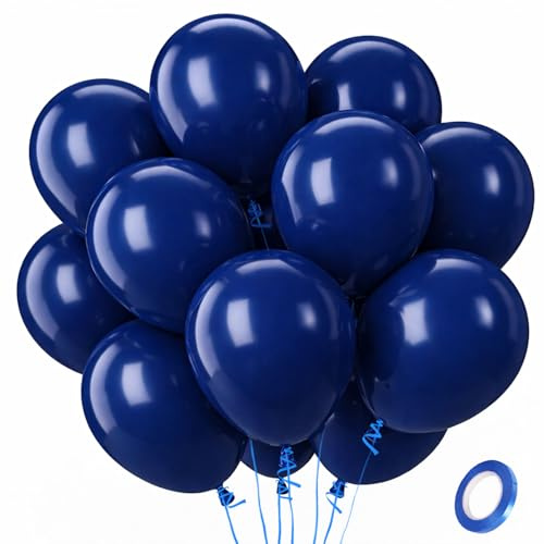 QIFU Luftballons Blau, 100 Stück Dunkelblau Luftballon Geburtstag, Latex Helium Marineblaue Ballon Party Deko für Junge Mann Navy Thema Geburtstagsdeko Hochzeit Jugendweihe Babyparty Verlobung 12 Zoll