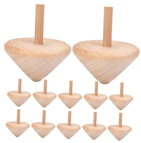 Toddmomy Pack 15 Peonzas de Madera sin Pintar para Manualidades Infantiles, Giroscopio Juguete Creativo para Pintar, Detalles Regalos Cumpleaños Niños Colegio, Relleno Piñata Invitados Primaria