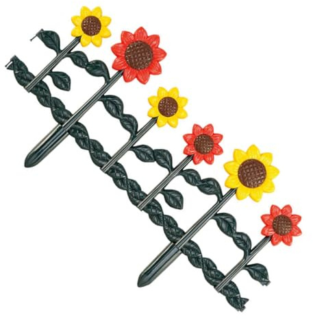 Uonlytech Recinzione Decorativa da Giardino Motivo Girasole, Bordura per Aiuole Esterne in Plastica Resistente, Confine Esterno per Prato e Cortile, Facile da Montare e Mantenere,