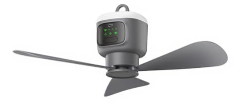 Ventilador de techo portátil, ventilador de camping recargable con control remoto, batería de 12000 mAh, silencioso, sin aspas, para tienda de campaña, dormitorio
