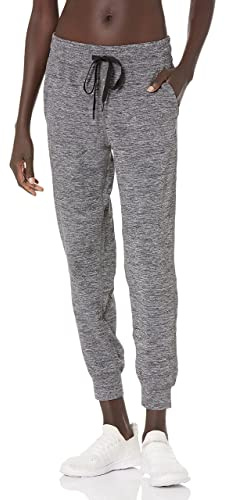 Amazon Essentials dam borstad tech stretch joggingbyxor (finns i plusstorlek), mörkgrå rymdfärg, stor