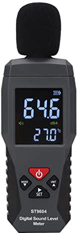 Medidor de nivel de sonido, rango de medidor de nivel de sonido digital 30-130dB Instrumento de medición de volumen de ruido Probador de monitoreo de decibelios autocalibrado ST9604