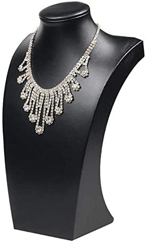 Homeanda Necklace Display Bust - PU Leather Jewelry Bust Stand for Photography, Boutique Display, and Home Organisation(Black-11.4x6.7)
