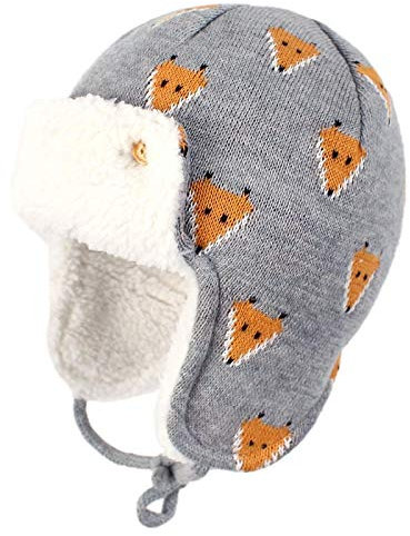 AHECZZ Hut,Winterohrschutz-Strickmütze für Kinder Jungen Mädchen Warme Babykappen 2-4 Jahre Fuchs