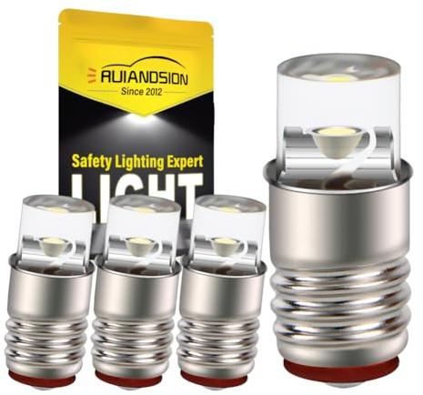 Ruiandsion 4pcs E5 LED Bulbs Screw Base E5 E5.5 LED Bulb 3V Upgrade for Modle Train Lights,White