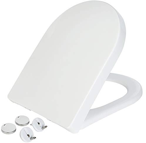 ZENO Quick Release Toilet Seat | with Soft Close & Quick Release Hinges for Easy Cleaning | Universal D Shape Bathroom Bowl Seating with Thermoset Lid | ABS Cylinder | Metal Fixings