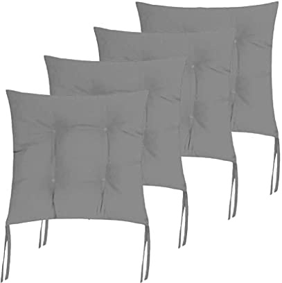 Cisne 2013, S.L. Cojines Acolchados de sillas de terraza, jardín, balcón, Cocina. Tamaño 40 x 40 x 5cm. Cojines Asiento para sillas con Cremallera (Gris, Pack 4 Cojines)