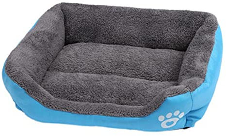 Haustier-Hundebett für kleine, mittelgroße und große Hunde, rutschfest, orthopädisches Hunde-Sofa, bequeme Katze, Hundedecke, Kissen, Tiefschlafmatratze, Washbale (S), Blau