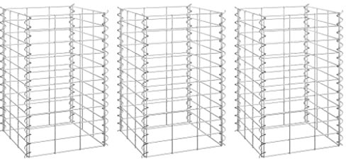 vidaXL 3-Pack Gabion Iron Raised Garden Beds - Silver Rectangular Planters for Garden/Patio Landscaping, Mesh Grid Design, 30x30x50cm