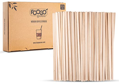 FOOGO Green 2000pcs Wooden Coffee Stirrers, Extra Long 19cm / 7.5 | FSC® Certified, Cocktail Stirrers, Wooden Sticks for Craft, For Cold and Hot Drinks, Eco-Friendly, Compostable and Sturdy
