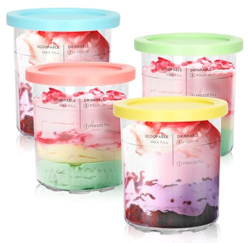 Für Ninja Creami Deluxe Pints, 4 Stück, NC500/NC501 Eiscreme-Pint für Ninja Delux Eismaschine und Creami Deluxe-Behälter für 680 ml Lebensmittel, spülmaschinenfest