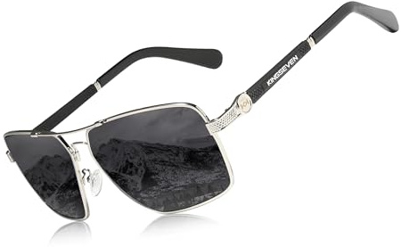 KINGSEVEN Sonnenbrillen Polarisierte Beschichtung Linse 2023 Auto Reset Framework Fahrbrillen für Männer/Frauen Oculos (Silber Grau)