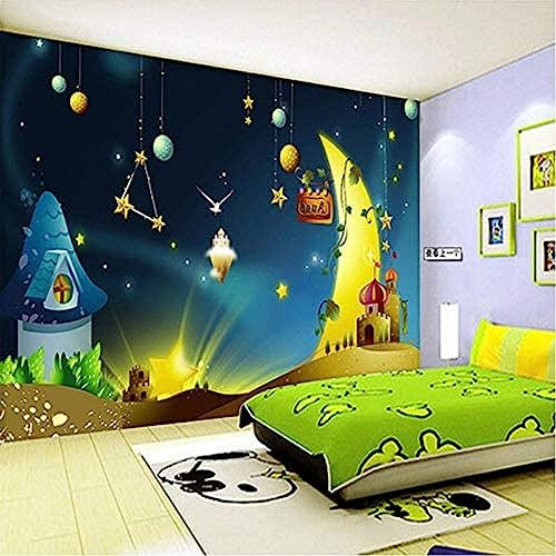 Mural Papel pintado no tejido Fondo de la habitación de los niños Mural Cósmico Niño y niña Dormitorio Tema de Decoración Fotomural Sala De Estar Pared Pintado Papel Tapiz No Tejido-430cm×300cm