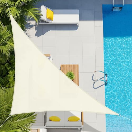AXT SHADE Vela Ombreggiante Impermeabile Triangolare 2,5x2,5x3,5m Tenda a Vela Parasole e Protezione Raggi UV per Esterno Giardino Terrazza-Crema