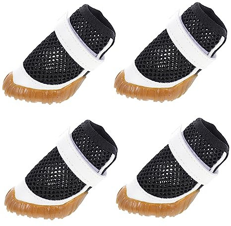 FOMIYES 4 Stück Haustierschuhe Hunde Sommerschuhe Maschenhundschuhe wasserdichte Hundestiefel Katzen Stiefel Sommerliche Hundeschuhe Hundesandalen Schulterriemen PVC Kleiner Hund