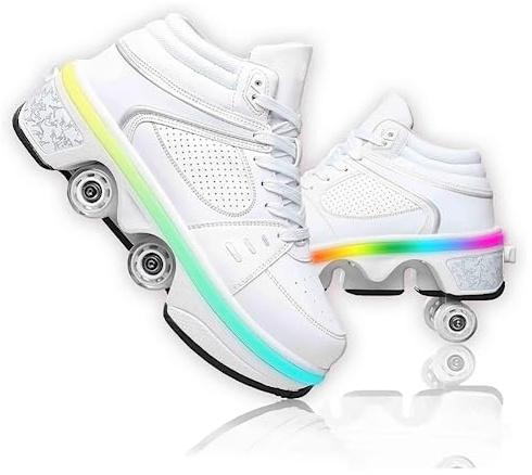 Zapatos con Ruedas para Niños Y Niña, Multiusos Zapatillas con ruedascon Led Luces, Zapatillas de Skateboard
