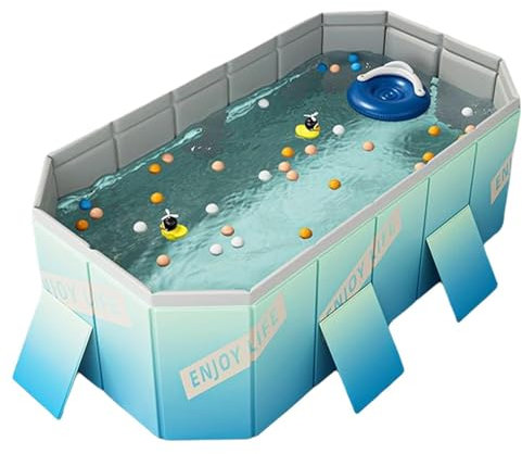 Portable Dog Pool, PVC Summer Pool with Stand, Dog Pool, Dog Paddling Pool, Upgraded Thickened PP Material Pools, Foldable for Storage and Transport