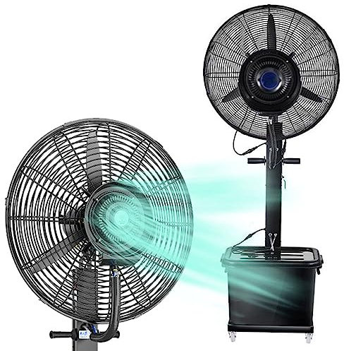Outdoor Fan Misters for Cooling, 3 Wind Modes Oscillating Pedestal Fan with Mist, Industrial Backyards Patios Garden Cooling Fan