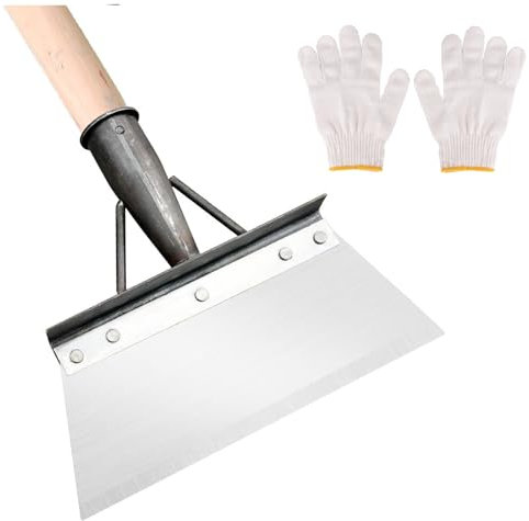 Ulsam Multifunctional Garden Cleaning Shovel, 25CM Stainless Steel Garden Shovel with Gloves, Not Included Handle, Outdoor Gardening Shovel for Garden Patio Weed Moss Snow Cleaning