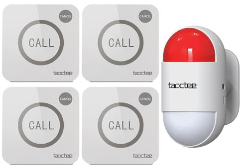 taoctee Panic Button Alarm for House Remote Control Office Siren Alarm System Sound & Light Emergency Panic Button for Security,Elderly,Home,Business,Luxury Store(Battery Operated & USB Charging) | Sound & Light Emergency Panic Button for Security,Elderly,Home,Business,Luxury Store(Battery Operated & USB Charging)