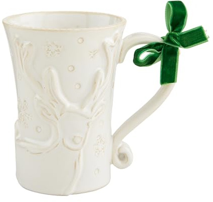 Mud Pie Weiße Weihnachtstasse, Rentier, 340 ml