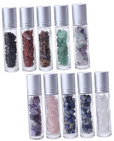 BELLIFFY Flacons À Bille Pour Huiles Essentielles En Cristal Naturel Couvercle En Aluminium Contenants Pour Parfums Cosmétiques