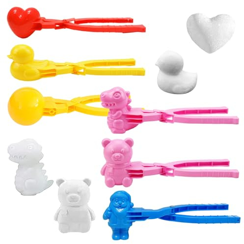 6 Pièces Pince à Boules de Neige, Façonneur de Boules de Neige, Clip de Boule de Neige, Moule de Boule de Neige, Jouet de Boules de Neige d'hiver, pour aux Enfants en Plein air Jouant (E)