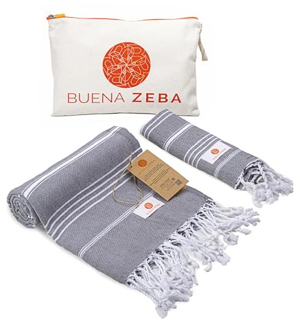 Buena Zeba Strand- und Saunatuch (Antracite) mit Tasche