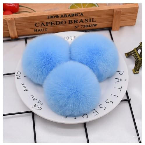 10 Stück 8cm Pompons Kunstfell Bommel Pompons Fellbommel Fellpompon Flauschigen Plüsch Bälle Groß Pom Pom Bälle Plüschbälle für DIY Handwerk Mützen Tasche Anhänger Dekoration SchlüsselanhängerBlau