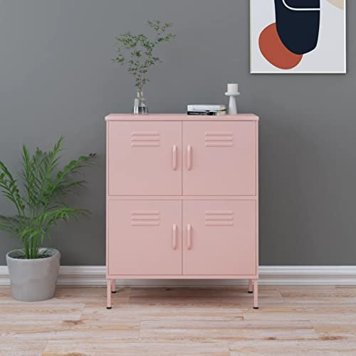 Xichuzi Lagerschrank, Flurschrank, Putzschrank, Besenschrank, Aktenschrank, Schrank Schmal, Aufbewahrungsschrank, Vorratsschrank, Rosa 80x35x101,5 cm Stahl