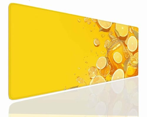 Tapis de Souris XXL 1400x700x4mm Grand Tapis de Bureau Tapis de Souris Gamer Tapis Bureau Gaming Antidérapant Résistant à l'eau, Tapis Souris XXL Mouse Pad Mat Lemon sous-Mainm, Clavier Souris J-574
