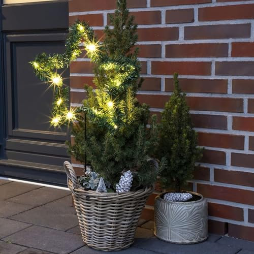 bonsport LED Gartenstecker Weihnachten Stern 36x72cm - Weihnachtsdeko batteriebetrieben aussen - LED Stecker beleuchtet - Weihnachtsbeleuchtung Außen