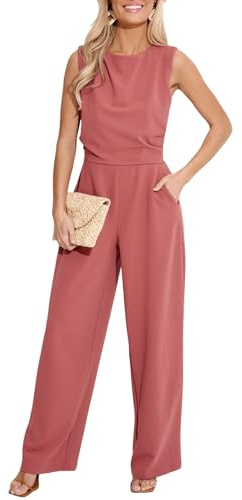CUPSHE Estate Maxi Tuta Girocollo Senza Maniche Gamba Larga Un Pezzo Autunno Outfit Tasche Aderente Complessivo Casual Maxi Pagliacc