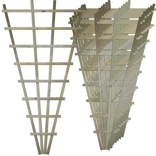 Large Fan Shaped Pack of 8 3x6ft (W: 3ft x H: 6ft) Frameless Decorative Lattice Trellis Panel Plant Grown Wall/Fence Art with Large Standard Squares Width 1010mm x Height: 1828mm