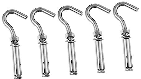HAWILLOSCH 5pcs Stainless Steel Hook Expansion Bolts Heavy Duty Steel Hanging Hooks Anchor Bolts for and